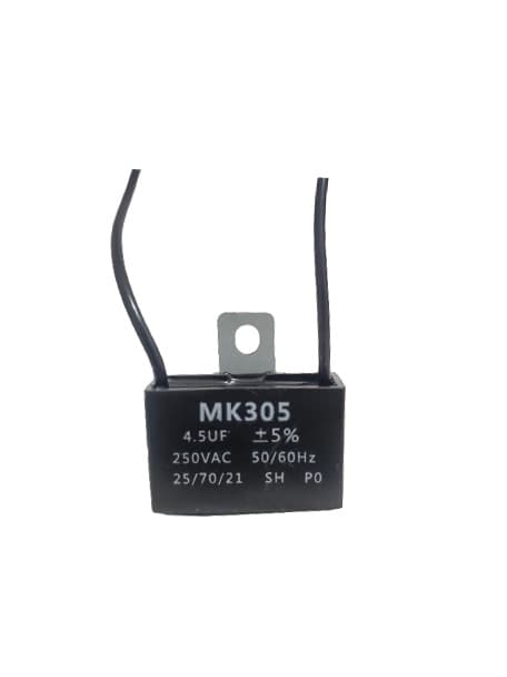 CAPACITOR 004,5UF 2FIOS QD 250VAC CBB61 010900 - P/VENTILADOR DE TETO VENTISOL/ P/EXAUSTOR VENTISOL 50CM 110VOLTS - foto 1 de 1