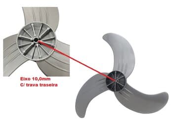 HELICE DE 60CM P/VENTILADOR VITALEX OSCILANTE COLUNA/PAREDE 3PAS CINZA - EIXO PONTA REDONDA 10,0MM C/TRAVA TRASEIRA TIPO PINO