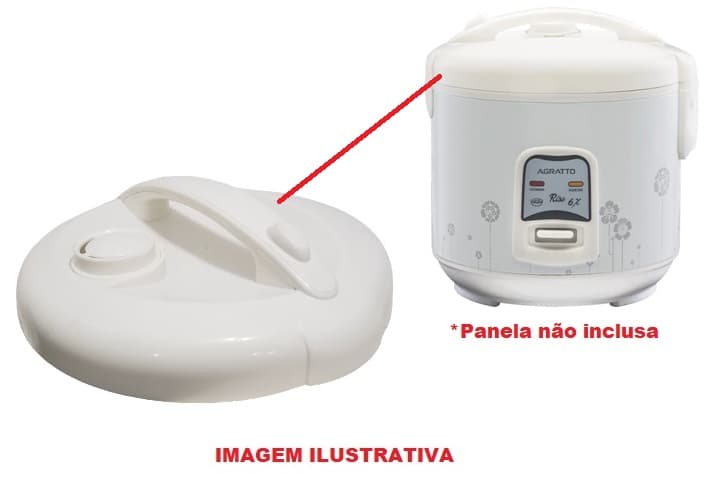 TAMPA DA PANELA ELETRICA DE ARROZ 06-XÍCARAS PA6X COR BRANCA VENTISOL AGRATTO - MONTADA C/ANEL BORRACHA - foto 1 de 3