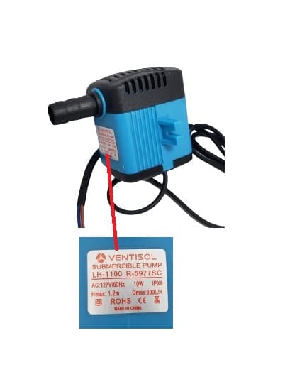 BOMBA DE AGUA 0600LH 110V010,0W HMAX 1,20MT P/CLIMATIZADOR VENTISOL CLIN8 CLIN16 CLIN35 CLIN60 CLIN80 60HZ BICO-13MM - SUBMERSIBLE PUMP LH-1100 R-5977 - foto 1 de 3