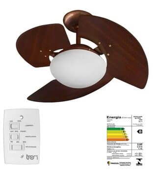 VENTILADOR DE TETO TRON AVENTADOR STILO 110V08,5UF 130W COR COBRE 3PÁS MDF COR TABACO LUMINÁRIA 2-LÂMP. CHAVE 3VEL - LINHA MÁXIMO