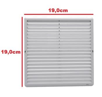 GRADE VENEZIANA 20X20CM 08,0" 200MM GRELHA FIXA PLÁSTICA COR BRANCA P/VENTILAÇÃO DE SUPERFÍCIE C/TELA - ITC