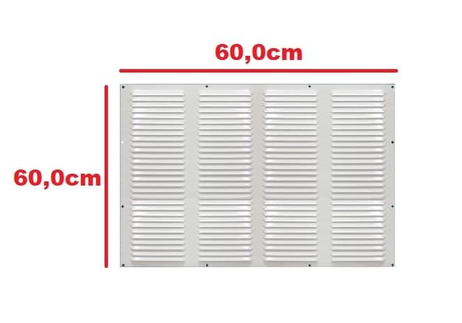 GRADE VENEZIANA 60X60CM P/VENTILACAO DE SUPERFICIE - MEDIDAS 600MM - GRADE VENEZIANA EM ALUMíNIO NA COR BRANCA 60X60CM S/TELA - ITC MP060B - foto 1 de 2