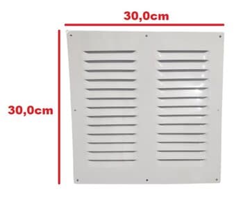 GRADE VENEZIANA 30X30CM 12,0" 300MM GRELHA FIXA DE ALUMÍNIO COR BRANCA P/VENTILAÇÃO DE SUPERFÍCIE S/TELA - ITC MP030B