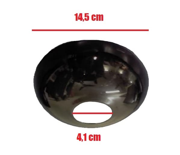 CANOPLA PLÁSTICA SUPERIOR P/VENTILADOR DE TETO LATINA - COR PRETA - DIÂMETRO 14,5CM - ENCAIXE EM HASTE 4,1CM - foto 1 de 2