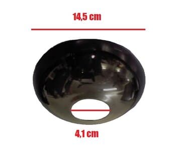 CANOPLA PLÁSTICA SUPERIOR P/VENTILADOR DE TETO LATINA - COR PRETA - DIÂMETRO 14,5CM - ENCAIXE EM HASTE 4,1CM