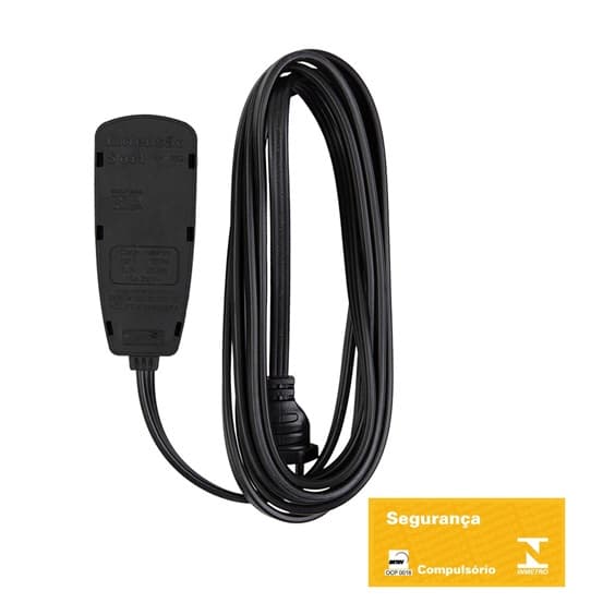 EXTENSãO ELéTRICA 3TOMADAS 3X0,75MM 3METROS CABO PARALELO COR PRETA - PLUG PINO MACHO 3PINOS 10A - DANEVA - foto 1 de 2