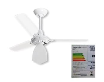 Ventilador de Teto Loren Sid Lumi M3 110V127W08,5UF Branco 3Pás Acrílicas Chave 3Velocidades + Maior Ventilação