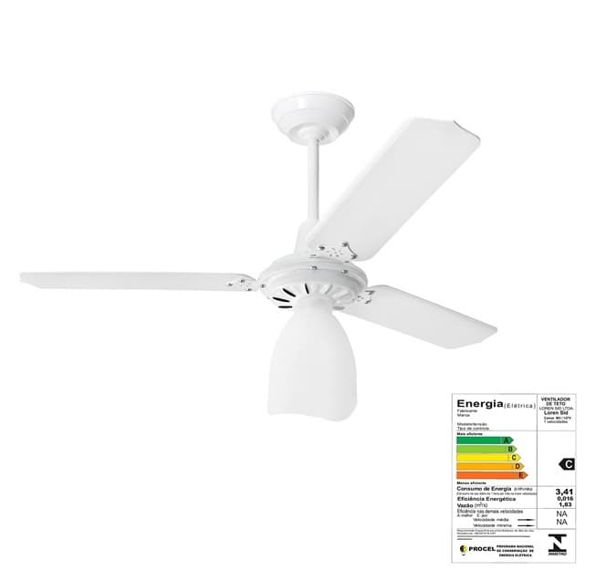 VENTILADOR DE TETO LOREN SID LUMI M3 110V127W08,5UF BRANCO 3PAS MDF BRANCAS CHAVE 3-VEL + MAIOR VENTILACAO - foto 1 de 3
