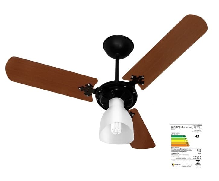 VENTILADOR DE TETO VENTI-DELTA SUPER LIGHT 220V04,0UF 130W COR PRETA 3PAS MDF MOGNO 1LUZ CHAVE 3VELOCIDADES - CONSUMO A - foto 1 de 3