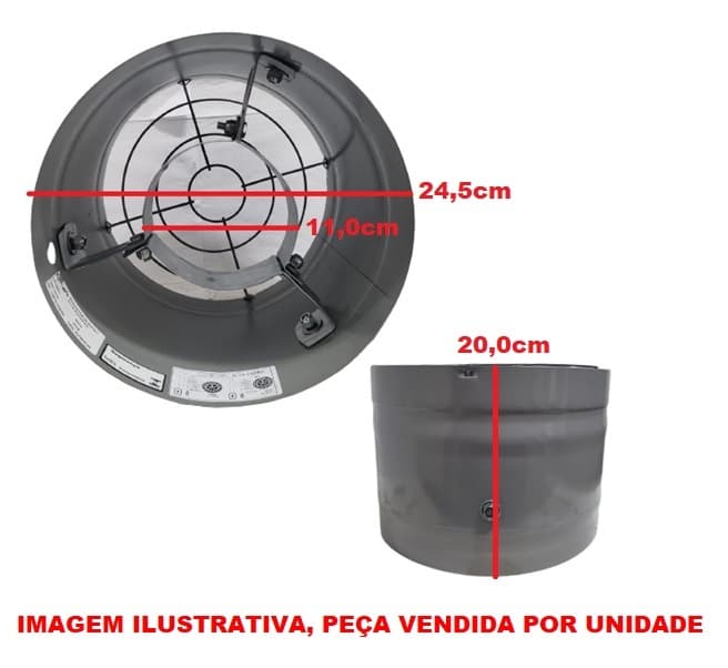 CARCACA BUMBO P/EXAUSTOR 25CM VENT AIR/VENTAIR ALTA VAZAO - BUMBO C/GRADE C/SUPORTE - foto 1 de 2