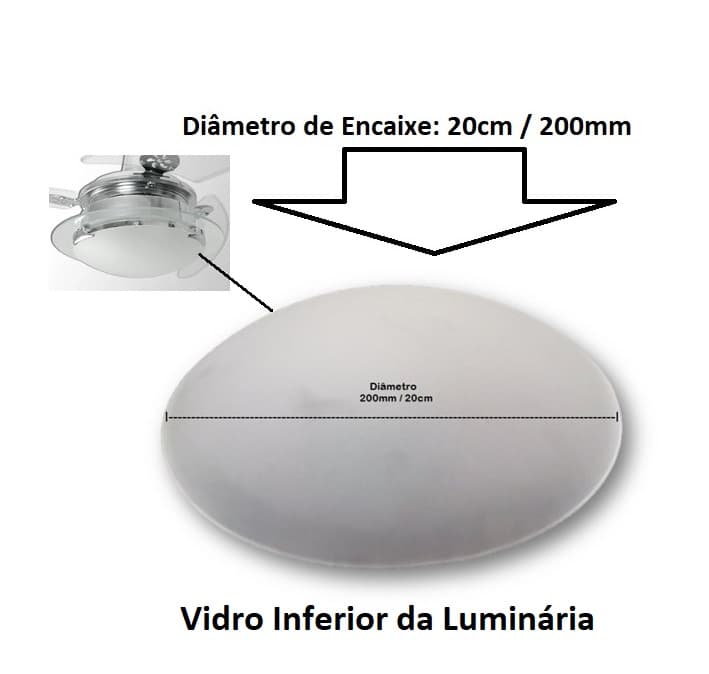 GLOBO CúPULA VIDRO LUMINáRIA VENTILADOR DE TETO LOREN SID - VENTI-DELTA CLEAN 20CM/200MM - RIOPRELUSTRES NOBLE 200MM - VIDRO PANAMA RESIDENCE - foto 1 de 3