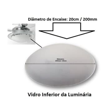 GLOBO CúPULA VIDRO LUMINáRIA VENTILADOR DE TETO LOREN SID - VENTI-DELTA CLEAN 20CM/200MM - RIOPRELUSTRES NOBLE 200MM - VIDRO PANAMA RESIDENCE