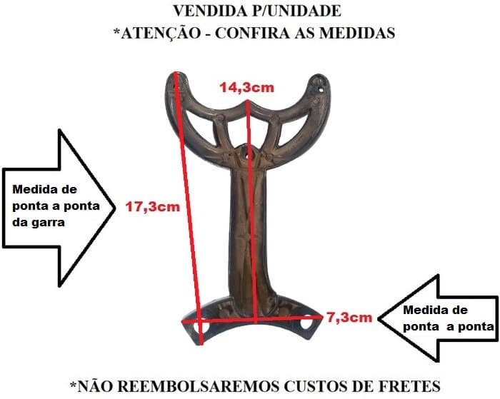 GARRA SUPORTE DE PÁ HÉLICE VENTILADOR DE TETO IMPORTADO *USADAS UNIDADE* G/GD ALU O.VELHO 2-FUROS G X MT-05,5CM 3-FUROS G X PÁ-15,50CM - foto 1 de 4