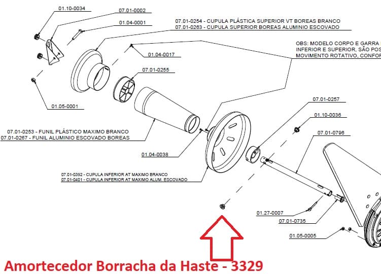 AMORTECEDOR DE VIBRAÇÃO 02-UNIDADES - BORRACHA SUPERIOR DA HASTE X SUPORTE DE TETO P/VENTILADOR TRON - ORIGINAL - KIT C/02-UNIDADES - foto 1 de 3