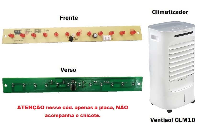 PLACA DE COMANDO DISPLAY CLIMATIZADOR VENTISOL CLM10-01 CLM10-02 BIV-110V/220V BI-VOLTS - SERVE P/EOS ARTICFRESH ECL100D - foto 1 de 3