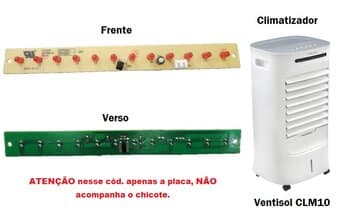 PLACA DE COMANDO DISPLAY CLIMATIZADOR VENTISOL CLM10-01 CLM10-02 BIV-110V/220V BI-VOLTS - SERVE P/EOS ARTICFRESH ECL100D
