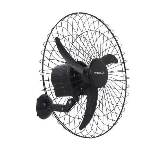 VENTILADOR DE PAREDE 050CM VENTISOL PREMIUM BIV200W PRETO HEL-3PAS G/METAL CONTROLE 3-VEL C/CAP-08,0UF