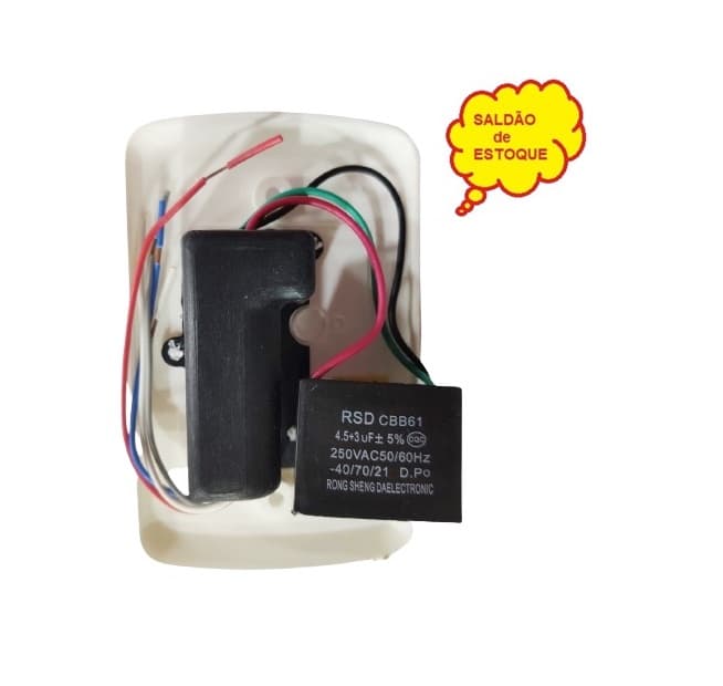 CHAVE P/VENTILADOR DE TETO VENTI-DELTA NEW LIGHT 110V07,5UF 3,0+4,5MF 3VEL C/REVERSAO 1-TECLA P/LUZ - VENTISOL ORIGINAL - LATINA - AIR DESIGN - SALDAO - foto 1 de 2