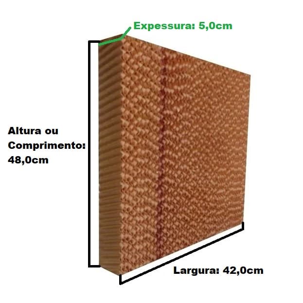 COLMEIA P/CLIMATIZADOR - E05,0X L42,0 X A/C048,0CM TRASEIRA VENTISOL CLI45LT CLI70 CLI100LT PRO PRÓ2 - PAINEL EVAPORATIVO 04842-05,0 - foto 1 de 2