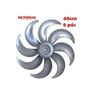 HELICE DE 40CM P/VENTILADOR MONDIAL 8PAS CINZA E08,0MM PRD C/T/T - SUPER TURBO FORCE 8 NVT-40-8P VTX-40 8892-01/8892-02 - SERVE P/WAP FLOW TURBO