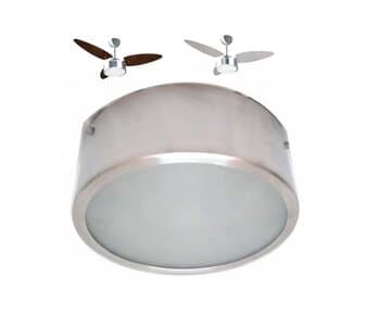LUMINÁRIA PLAFON P/VENTILADOR DE TETO VENTISOL FHARO - ALUMÍNIO ESCOVADO C/BASE VIDRO TRANSPARENTE C/2-SOQUETES E27