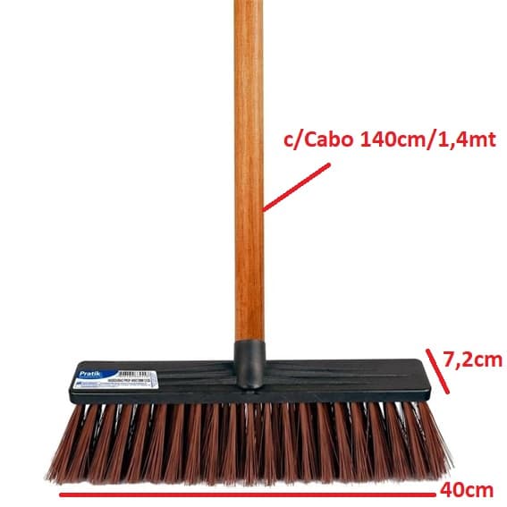 VASSOURÃO GARI PROFISSIONAL PRATIK PLÁSTICA 400 X 72MM COM CABO 1,4M - foto 1 de 1