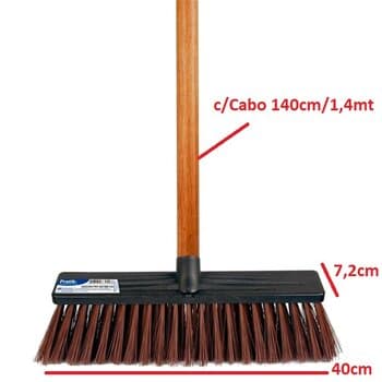 VASSOURÃO GARI PROFISSIONAL PRATIK PLÁSTICA 400 X 72MM COM CABO 1,4M