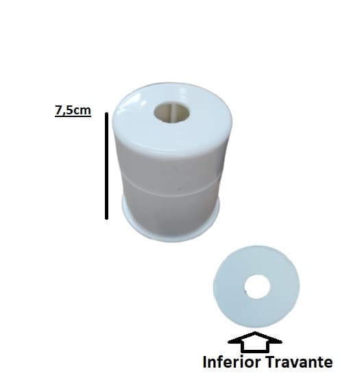 CARENA ACABAMENTO DA HASTE TUBO INFERIOR MENOR PLÁSTICO BRANCO - P/VENTILADOR DE TETO LOREN SID - *APENAS 1-PARTE - foto 1 de 4