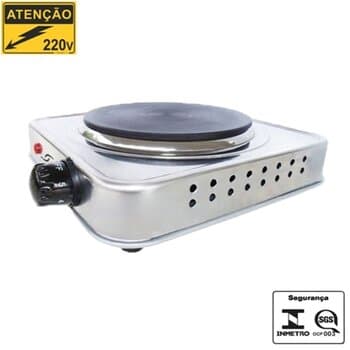 FOGÃO ELÉTRICO COOKTOP PORTÁTIL INOX 220V1150W 1-BOCA ANTI-ADERENTE 1150WATTS - ITC SAFANELLI