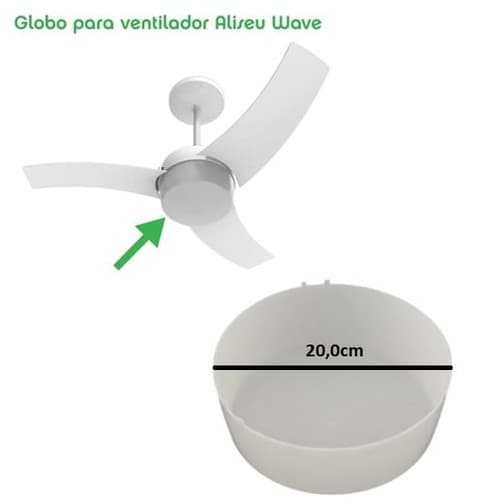 GLOBO CUPULA PLASTICA P/LUMINARIA VENTILADOR ALISEU WAVE - GLOBO WAVE - ENCAIXE EXTERNO/GOLA 20,0CM/200MM - foto 1 de 3