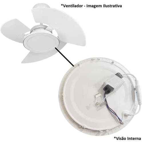 LUMINÁRIA PLAFON PAINEL LED EMBUTIR RD29,5CM P/VENTILADOR TRON AVENTADOR MAREIRO - 24W5500K 6000KBIV MÉDIA B/BRANCA 1350-LUMENS - foto 1 de 3
