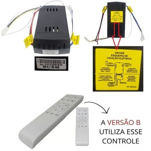 CONTROLE REMOTO P/VENTILADOR DE TETO VENTISOL INVERTER BIV KIT TIPO-"B" MÓD.RECEPTOR+MÓD.TRANSMISSOR* 9C5B - foto 1 de 3