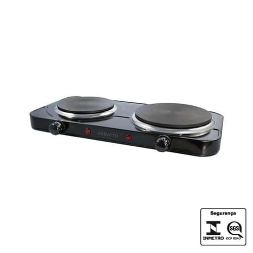 FOGÃO ELÉTRICO COOKTOP PORTÁTIL PRETO 110V2500W 2-BOCAS ANTI-ADERENTE - AGRATTO FMP-01 - PM-1000W/PG-1500W