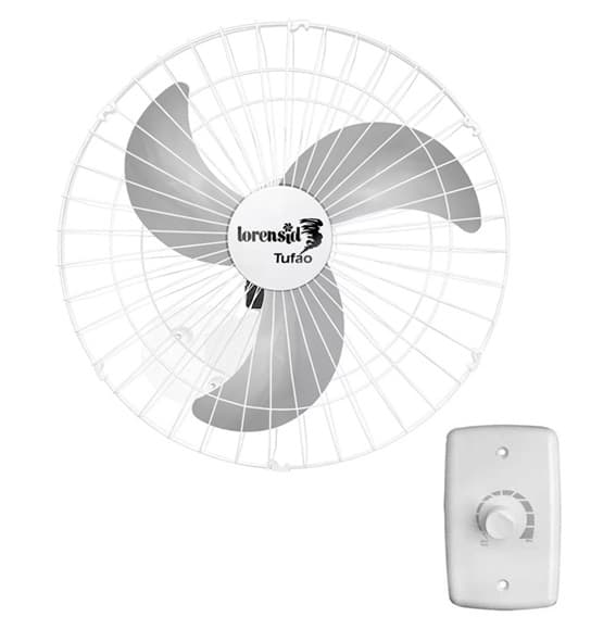 VENTILADOR DE PAREDE 060CM LOREN SID TUFAO M1 BIV-250W BRANCO/CINZA 3PAS G/MT C/CONTROLE DE VELOCIDADE