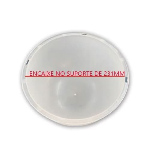 GLOBO CUPULA PLASTICA DA LUMINARIA VENTILADOR LOREN SID PLATUN PRIMOR PEROLA REQUINTE - ENCAIXE EXTERNO 231MM - foto 1 de 3