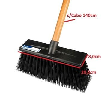 VASSOURÃO GARI PRATIK ROBUSTO DE PLÁSTICO 280 X 80MM COM CABO 1,4M