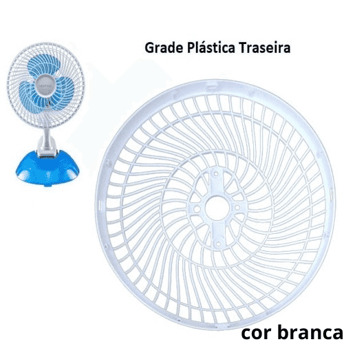GRADE PARA VENTILADOR 20CM VENTISOL MICRO MINI DE MESA 20CM - GRADE PLASTICA COR BRANCA - PARTE TRASEIRA - *VENDIDA P/UNIDADE - foto 1 de 3
