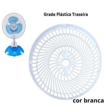 GRADE PARA VENTILADOR 20CM VENTISOL MICRO MINI DE MESA 20CM - GRADE PLASTICA COR BRANCA - PARTE TRASEIRA - *VENDIDA P/UNIDADE
