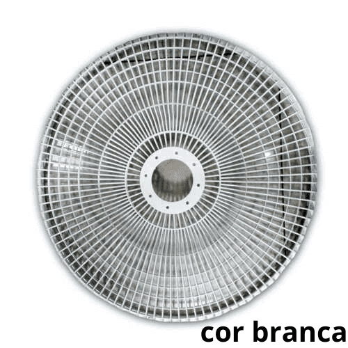 GRADE P/VENTILADOR 40CM LOREN SID ORBITAL 360º - PLÁSTICA BRANCA+FECHADA - SERVE P/DIANTEIRA OU TRASEIRA - *VENDIDA P/UNIDADE - foto 1 de 2