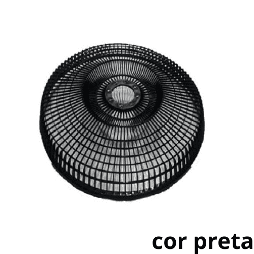 GRADE P/VENTILADOR 40CM LOREN SID ORBITAL 360º - PLÁSTICA PRETA+FECHADA - SERVE P/DIANTEIRA OU TRASEIRA - *VENDIDA P/UNIDADE - foto 1 de 3