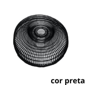GRADE P/VENTILADOR 40CM LOREN SID ORBITAL 360º - PLÁSTICA PRETA+FECHADA - SERVE P/DIANTEIRA OU TRASEIRA - *VENDIDA P/UNIDADE