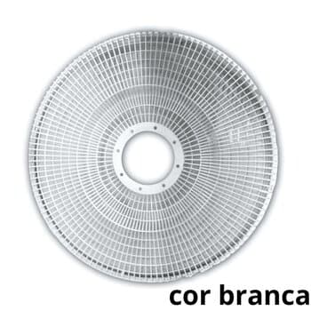 GRADE P/VENTILADOR 50CM LOREN SID ORBITAL 360º - PLÁSTICA BRANCA+FECHADA - SERVE P/DIANTEIRA OU TRASEIRA - *VENDIDA P/UNIDADE
