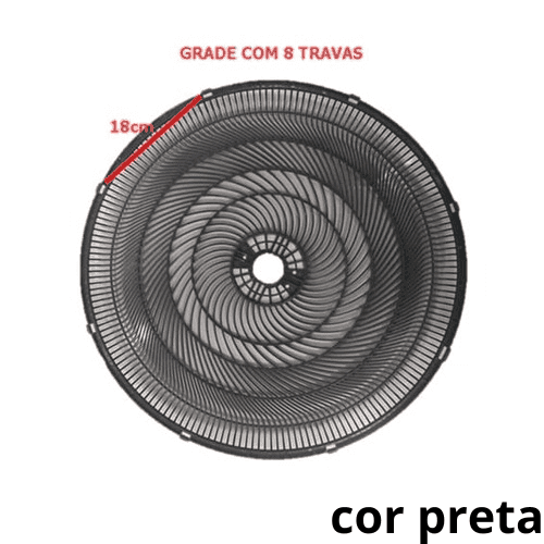 GRADE P/VENTILADOR 50CM VENTISOL - PL TRASEIRA 8TRAVAS FÊMEA PRETA - P/NEW NOTOS TURBO STEEL MONTA FACIL 6PAS -*VENDIDA P/UNIDADE - foto 1 de 2