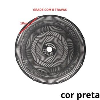 GRADE P/VENTILADOR 50CM VENTISOL - PL TRASEIRA 8TRAVAS FÊMEA PRETA - P/NEW NOTOS TURBO STEEL MONTA FACIL 6PAS -*VENDIDA P/UNIDADE