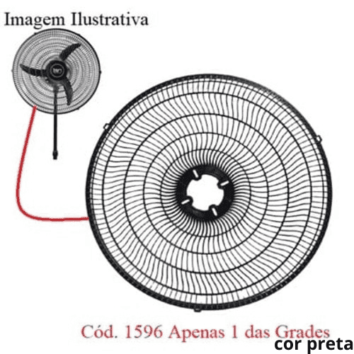 GRADE P/VENTILADOR 60CM TRON COLUNA PAREDE - PL PRETA 3-TRAVAS - DIANTEIRA OU TRASEIRA - *VENDIDA P/UNIDADE - GRADE DE PP 600MM OSC. PRETO - foto 1 de 2