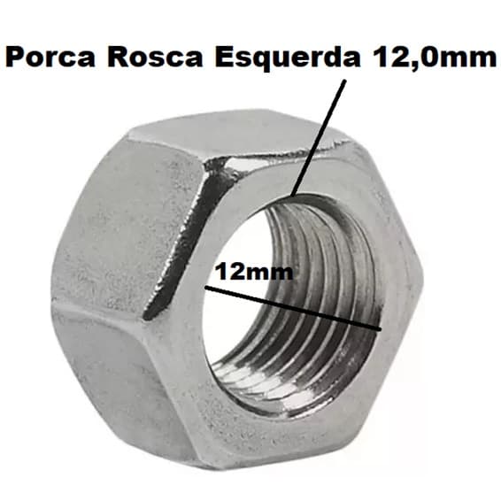 PORCA ROSCA ESQUERDA 12,0MM P/FIXAR HÉLICE NO EIXO DO MOTOR CLIMATIZADOR JOAPE *TODOS - SEXTAVADA 12MM - PO SEX ESQ ZB 1/2 UNF - foto 1 de 2