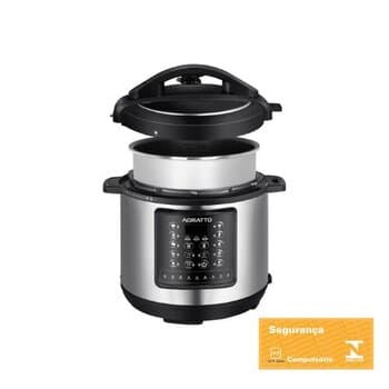 PANELA DE PRESSÃO ELETRÔNICA DIGITAL MULTIFUNçõES 6LT 110V 1000W INOX/PRETA - VENTISOL AGRATTO - APPD01I-01 6-LITROS