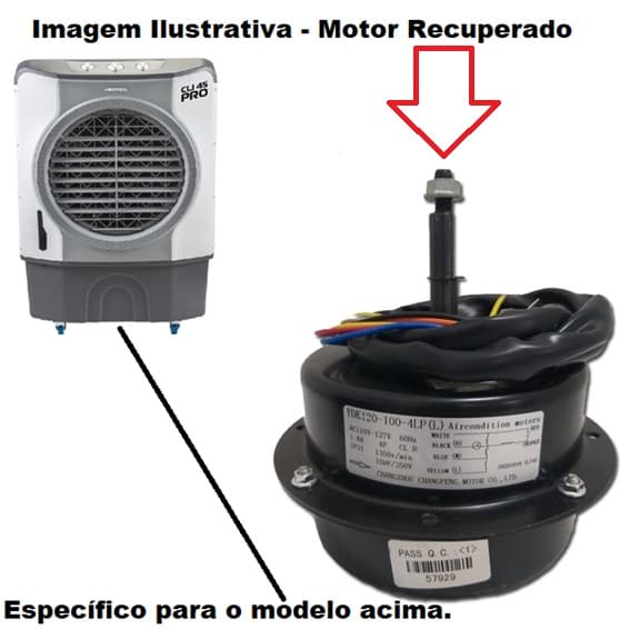 MOTOR P/CLIMATIZADOR VENTISOL 110V CLI45PRO YDK120-100 - RECUPERADO C/FIO COBRE - 4LP AC110-110V 100W LADO/HEL G/H E-12,0MM PML C/ROSCA DIR.08,0MM - U - foto 1 de 1
