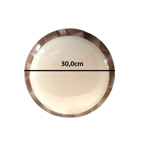 GLOBO CÚPULA 30CM P/VENTILADOR VENTI-DELTA VENTUS - VIDRO D.300MM C/BORDA DECORADA MOGNO - foto 1 de 3